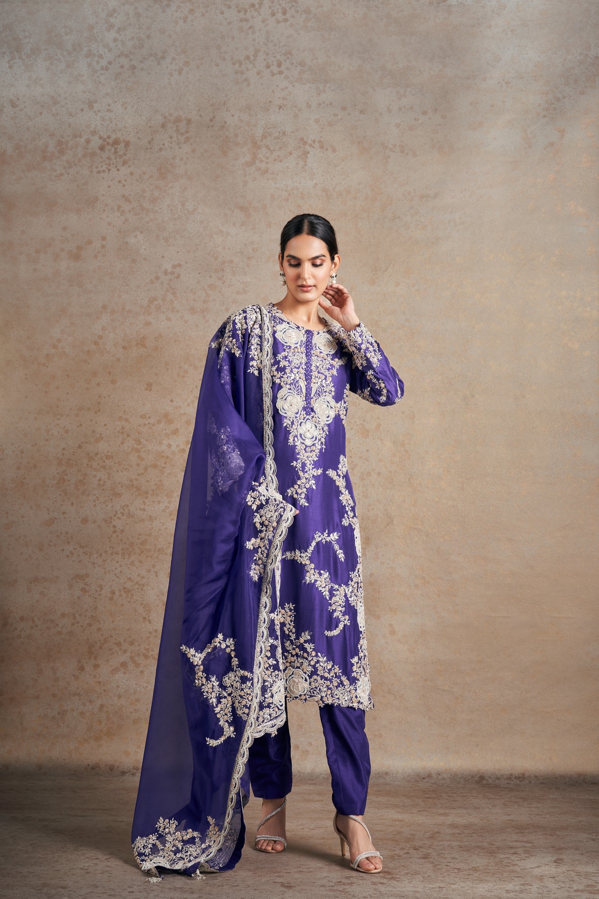 Classic Purple Dori Kurta Set.