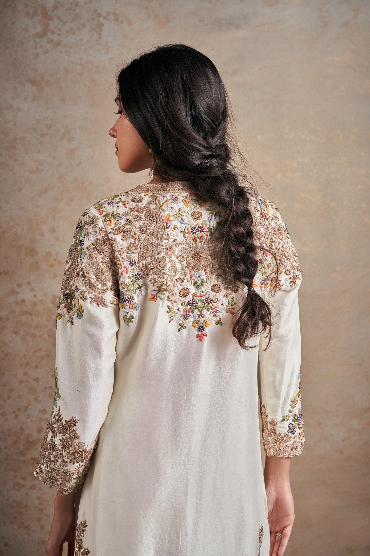 Ivory Resham &amp; Dori Handcrafted Kurta Set