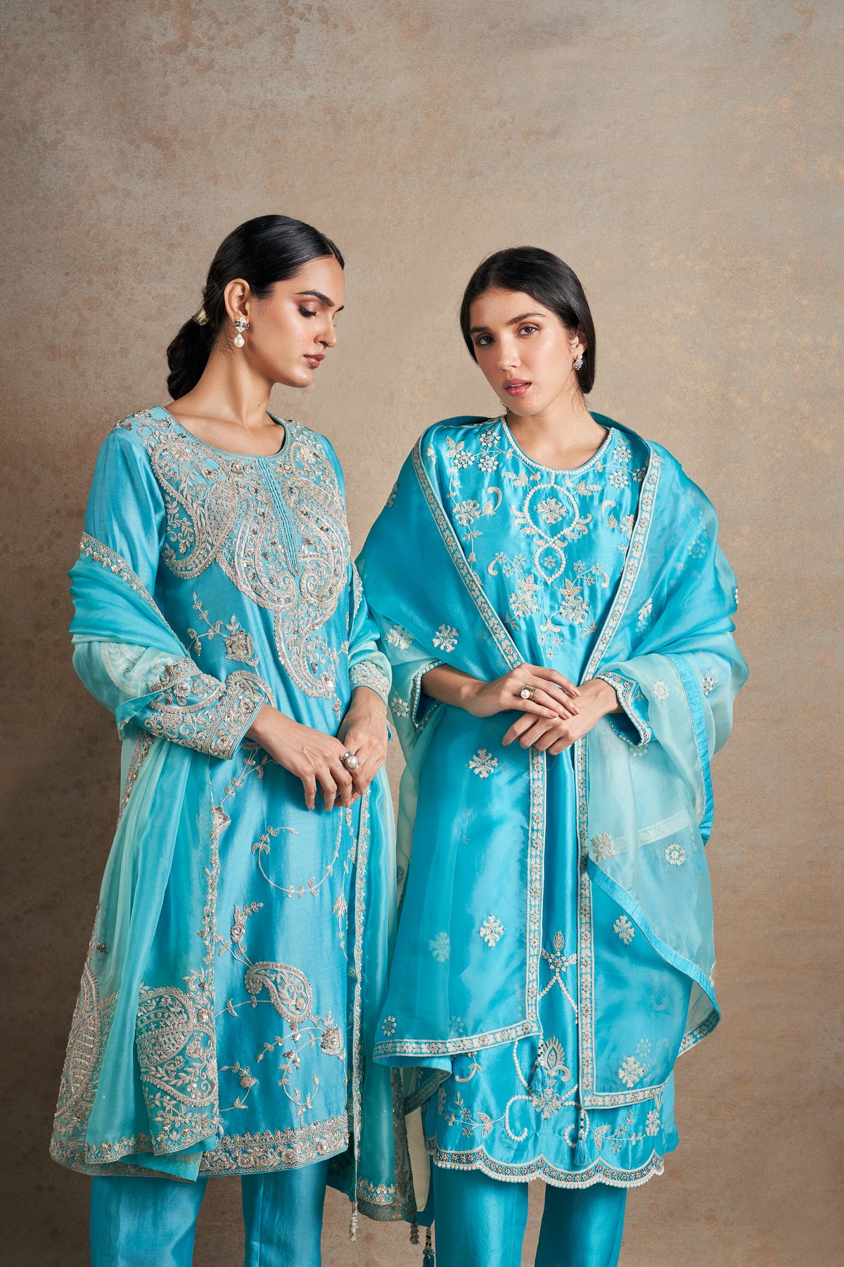 Turquoise Blue Hand Embellished Kurta Set