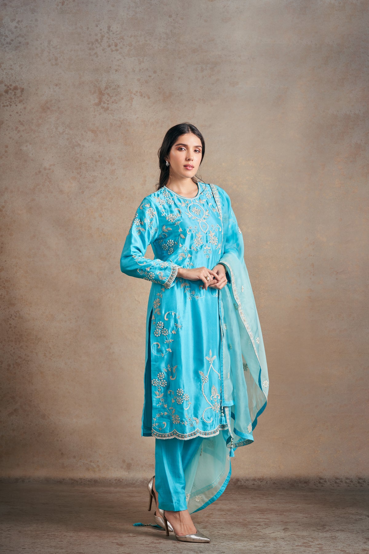 Regal Turquoise Blue Kurta Set.