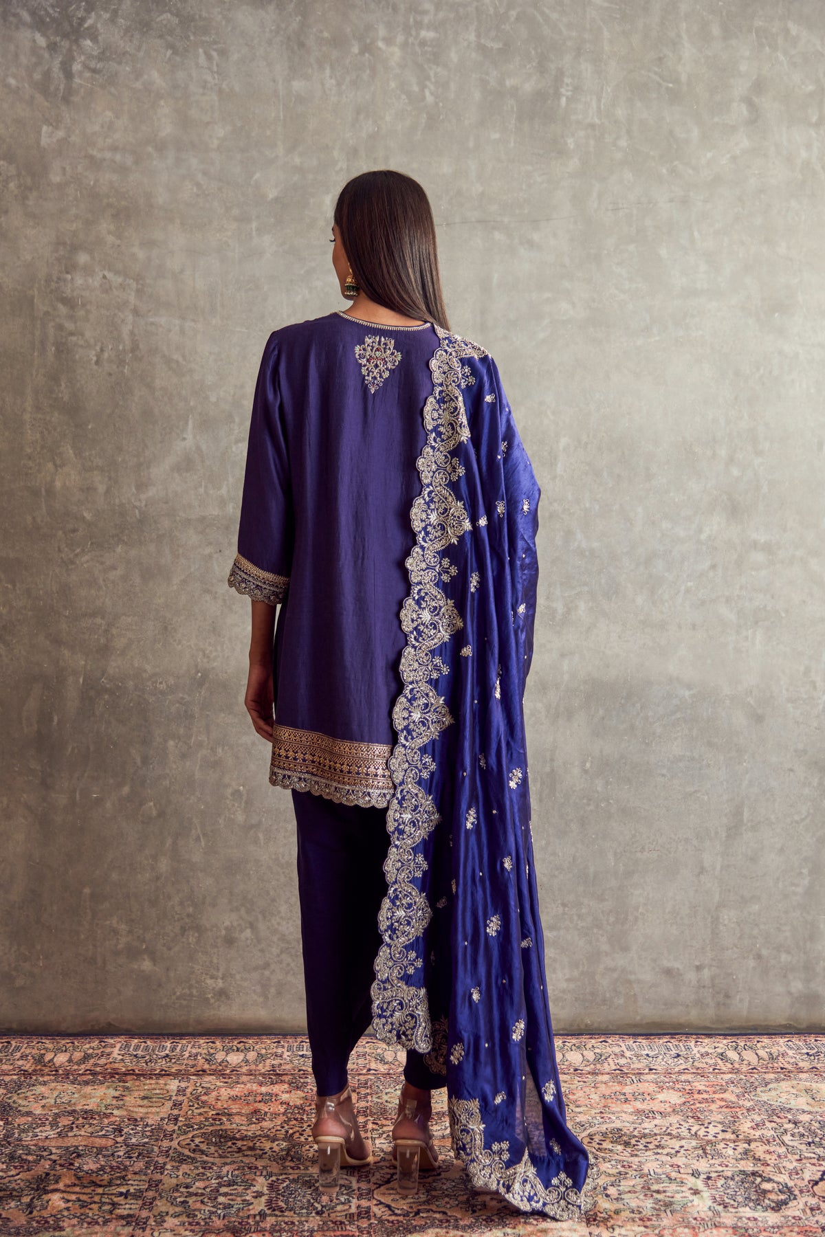 Purple Embroidered Tunic set