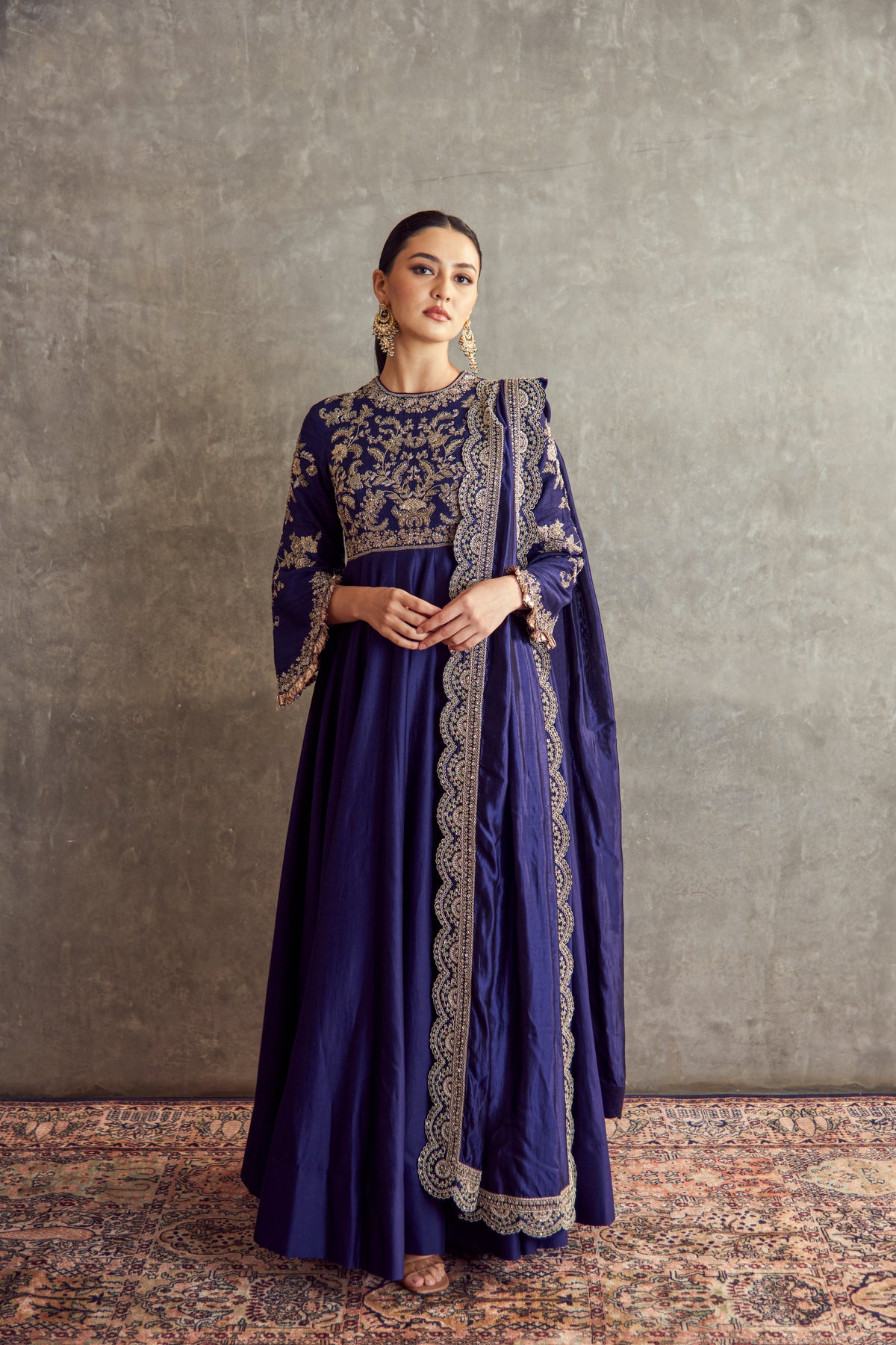 Purple Embroidered Anarkali set
