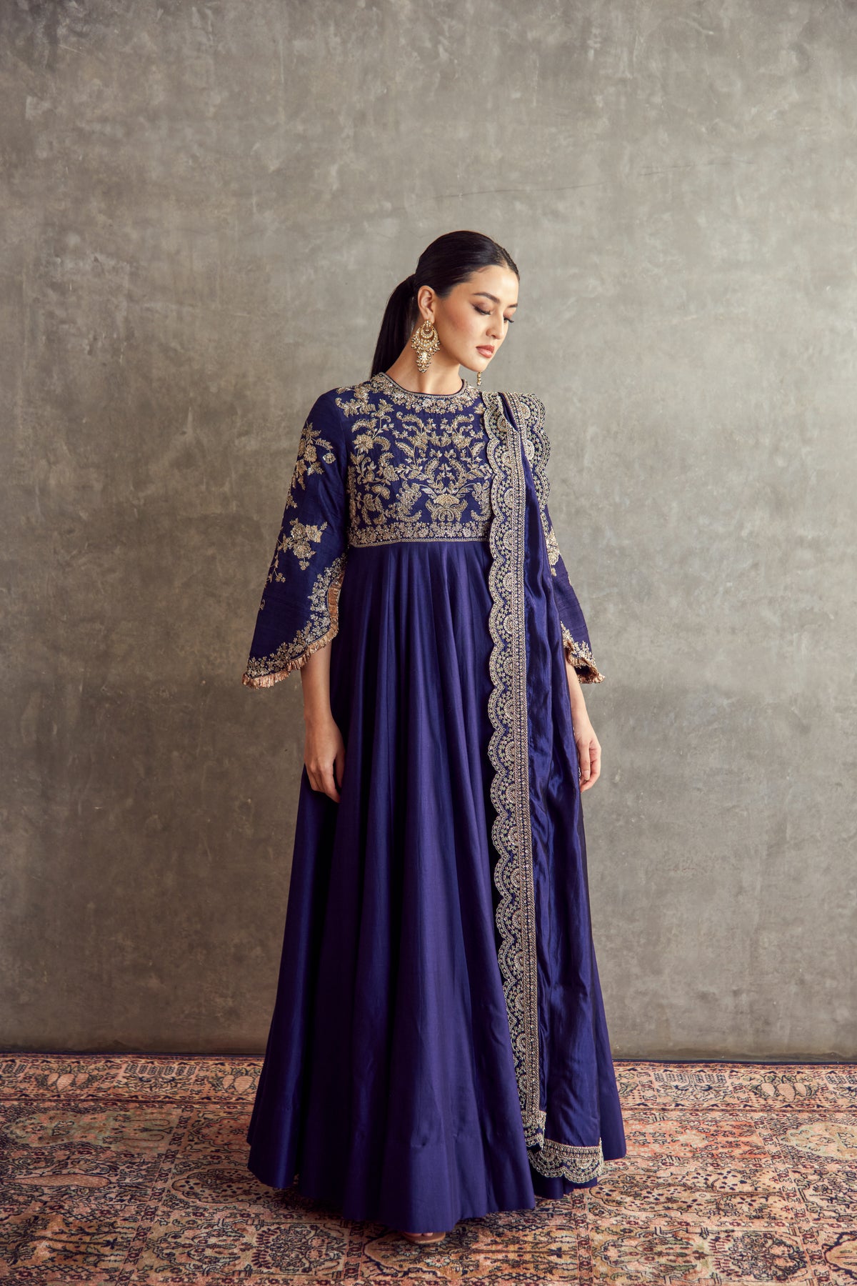 Purple Embroidered Anarkali set