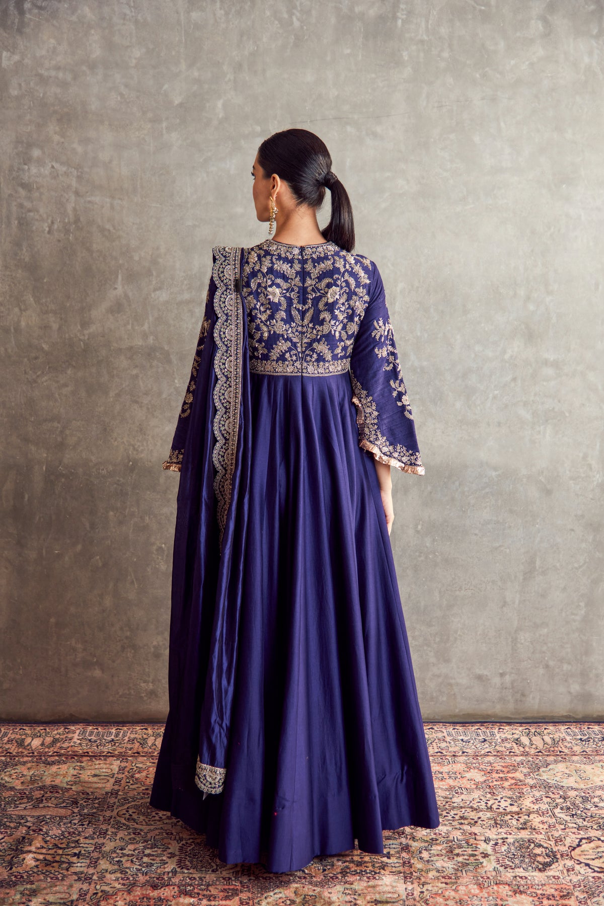 Purple Embroidered Anarkali set