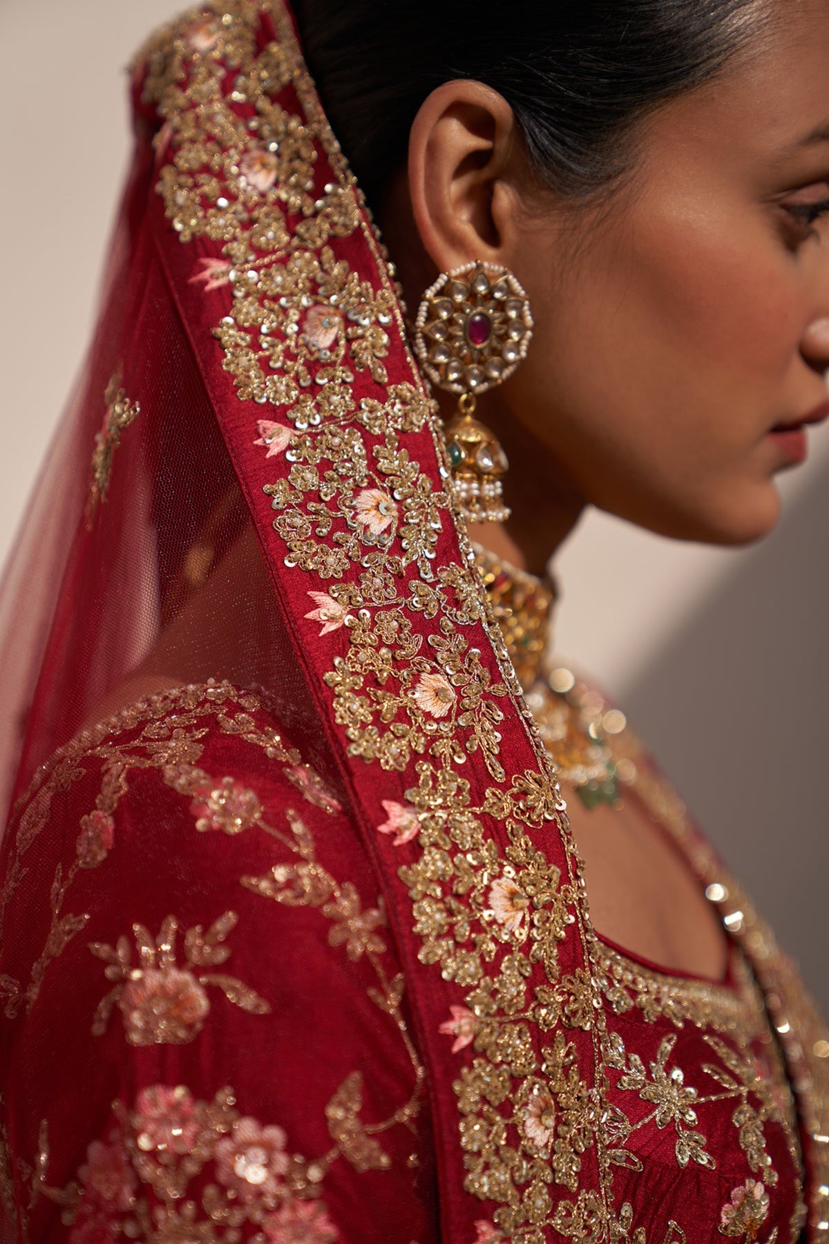 Maroon Double Dupatta Lehenga Set