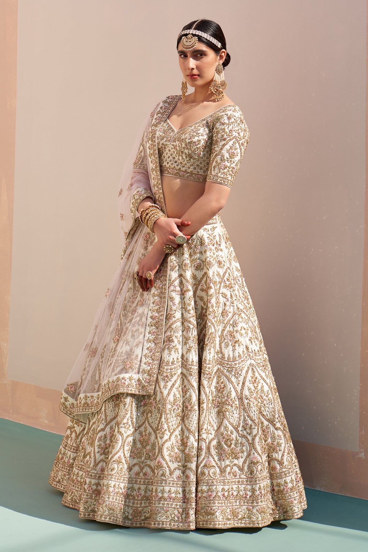 Ivory Lehenga Set with Double Dupatta