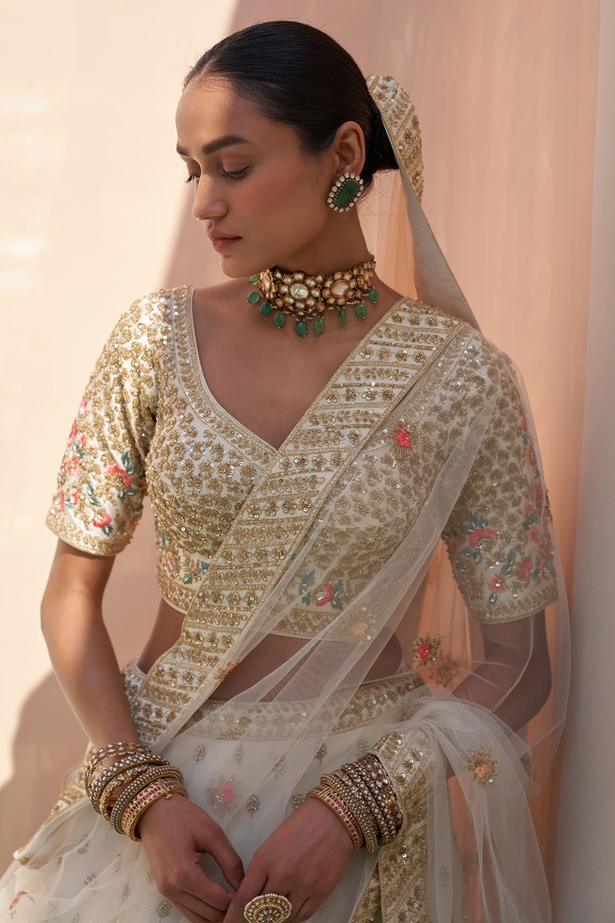 Ivory Double Dupatta Lehenga Set