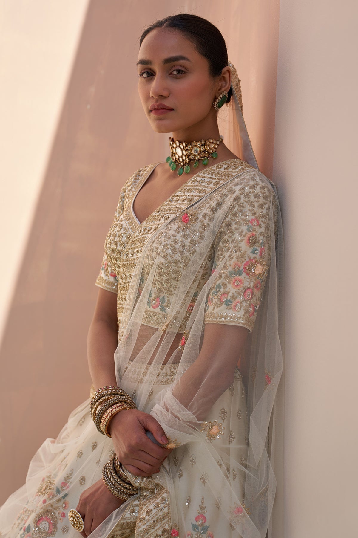 Ivory Double Dupatta Lehenga Set