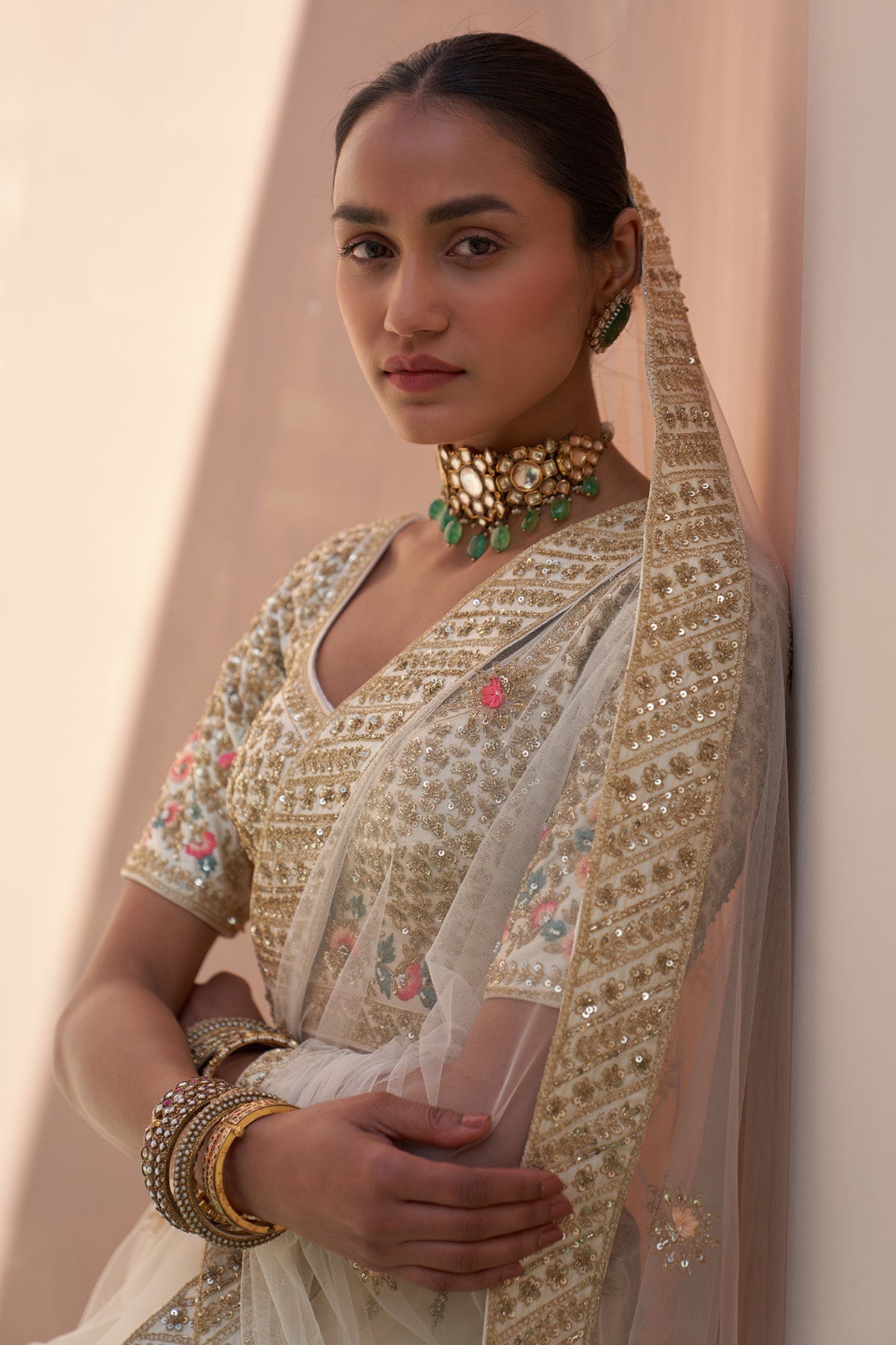 Ivory Double Dupatta Lehenga Set