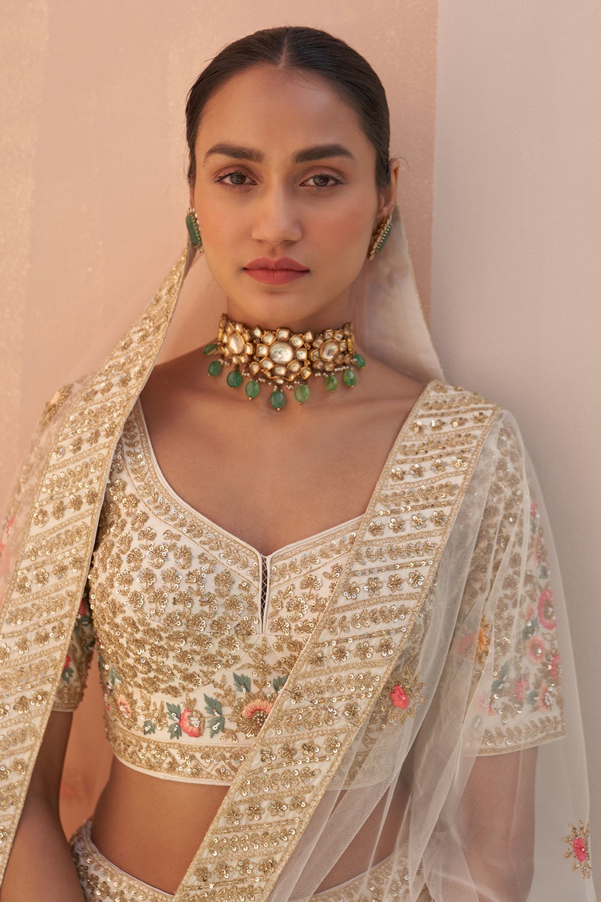 Ivory Double Dupatta Lehenga Set