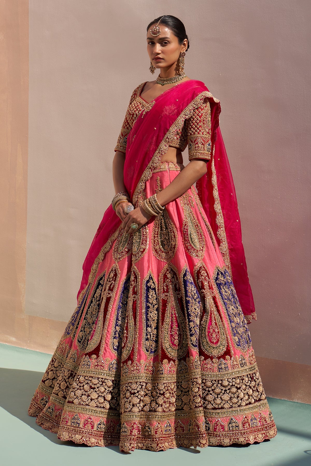 Pink Lehenga Set with Double Dupatta
