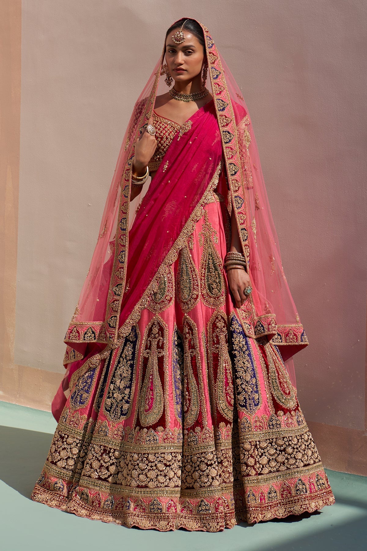 Pink Lehenga Set with Double Dupatta