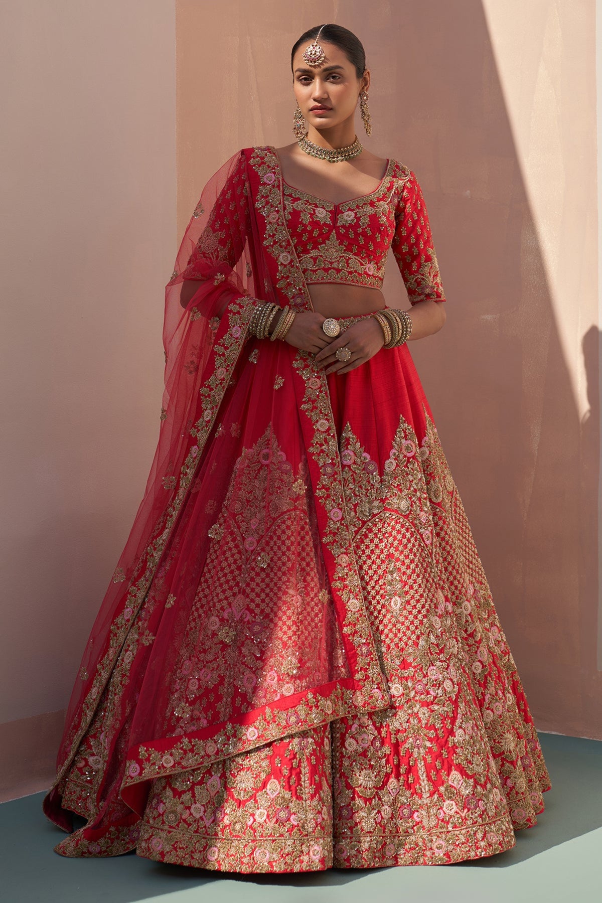Red Double Dupatta Lehenga