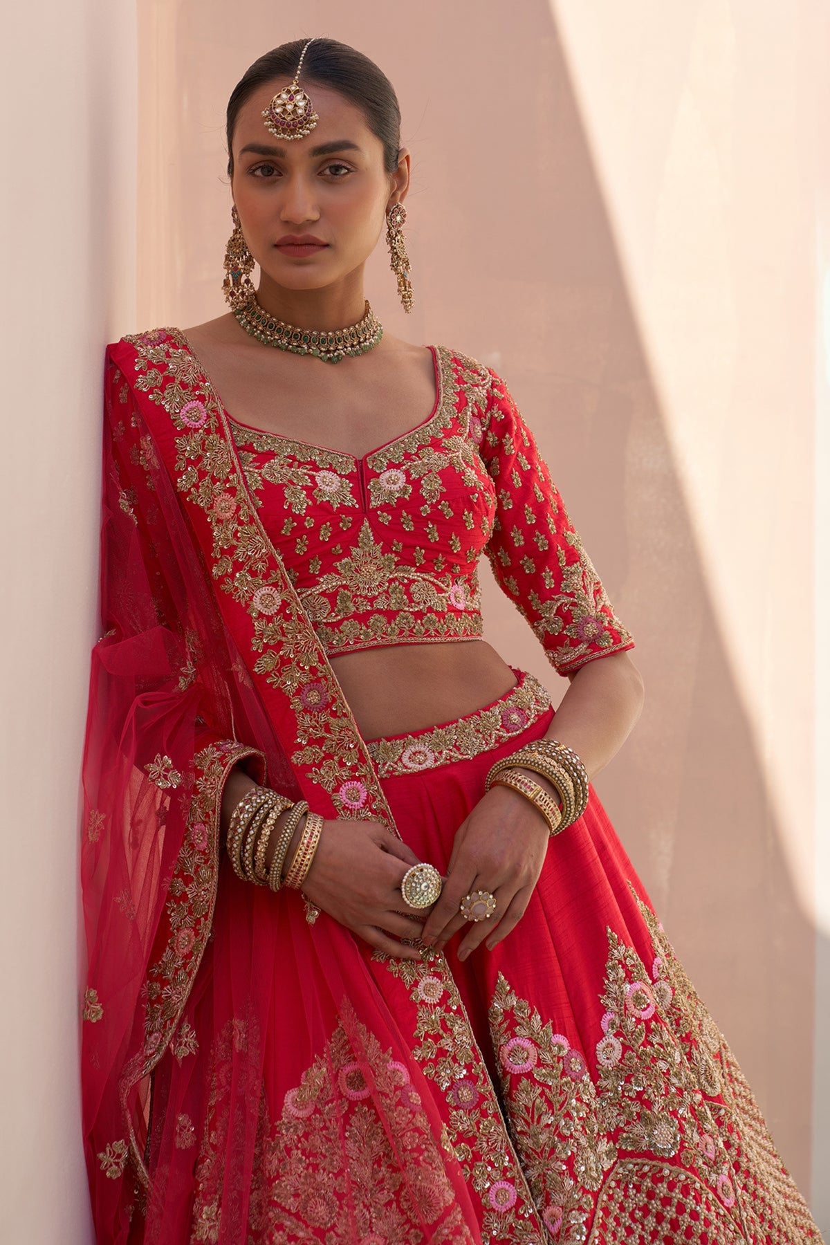 Red Double Dupatta Lehenga