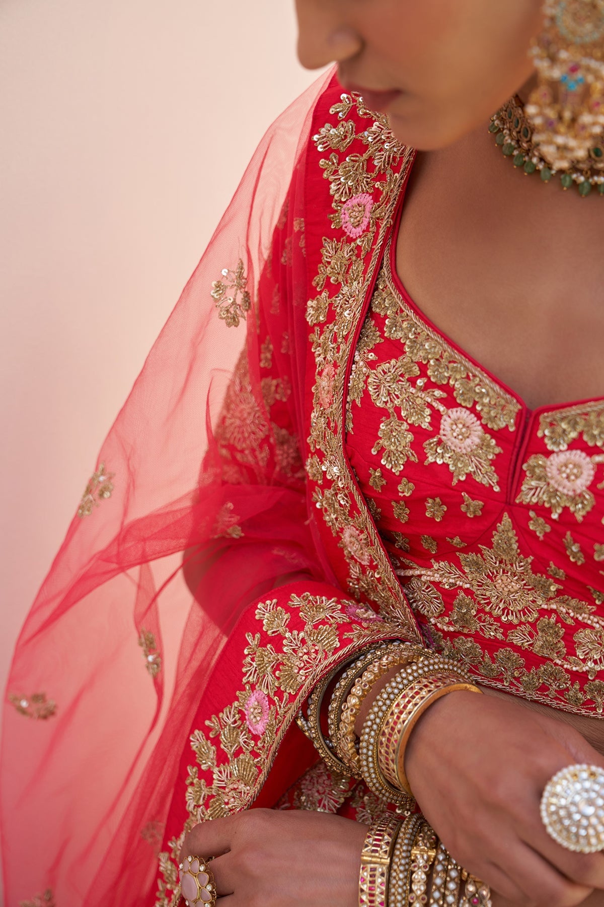 Red Double Dupatta Lehenga