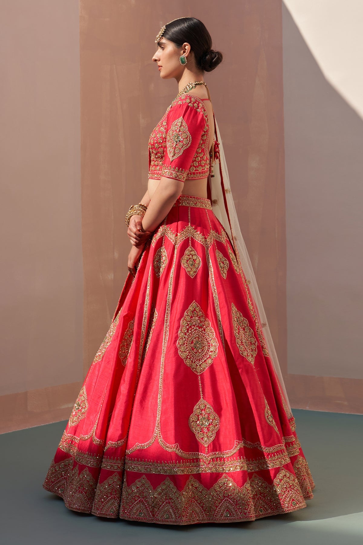 Red Lehenga Set with Double Dupatta