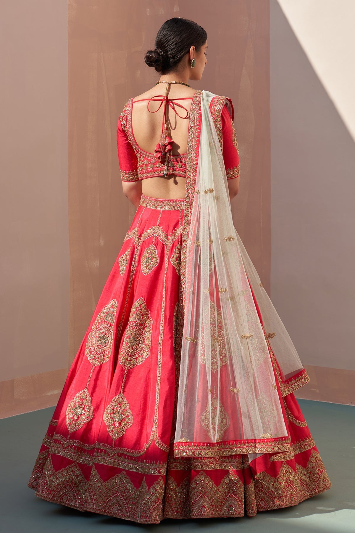 Red Lehenga Set with Double Dupatta