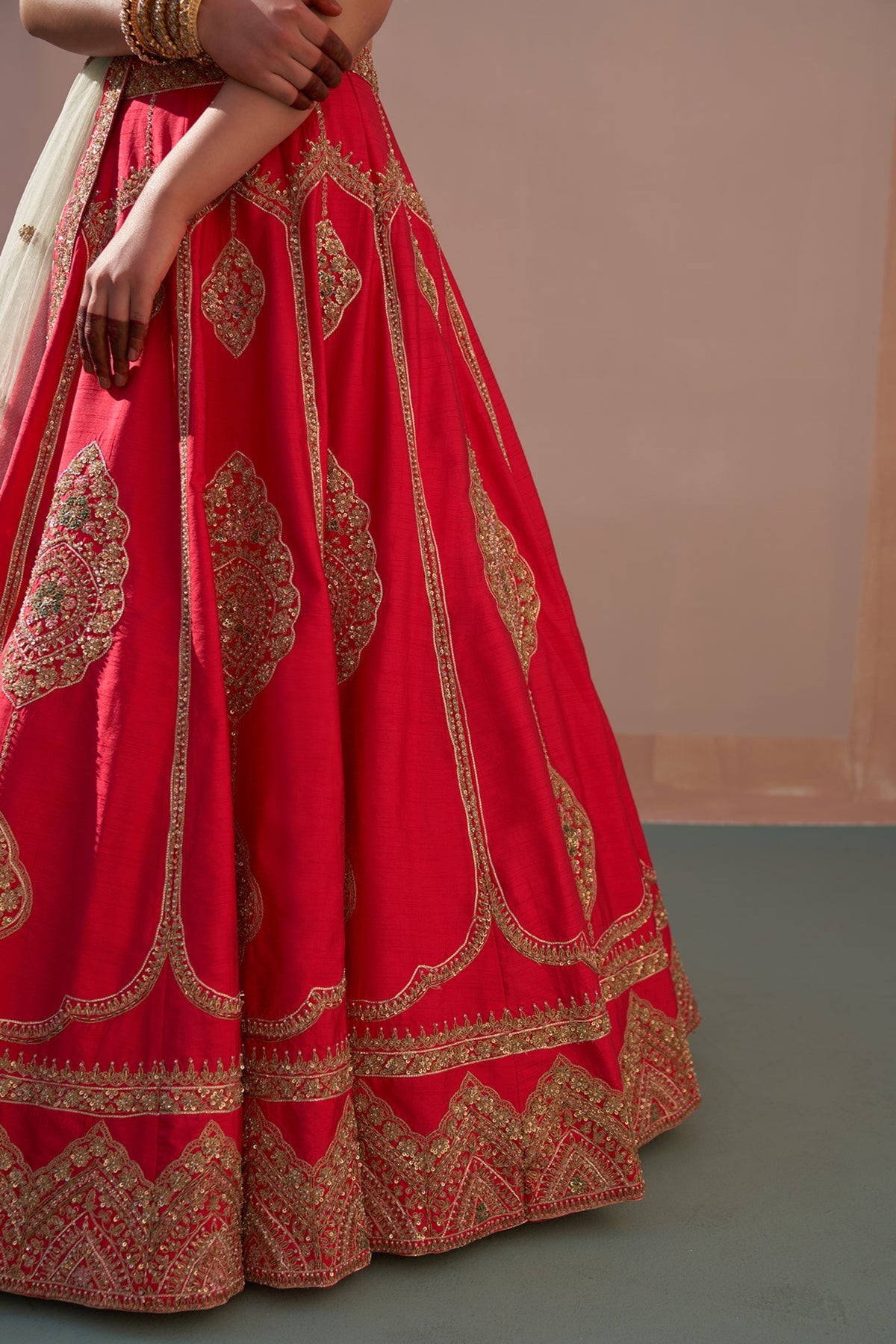 Red Lehenga Set with Double Dupatta