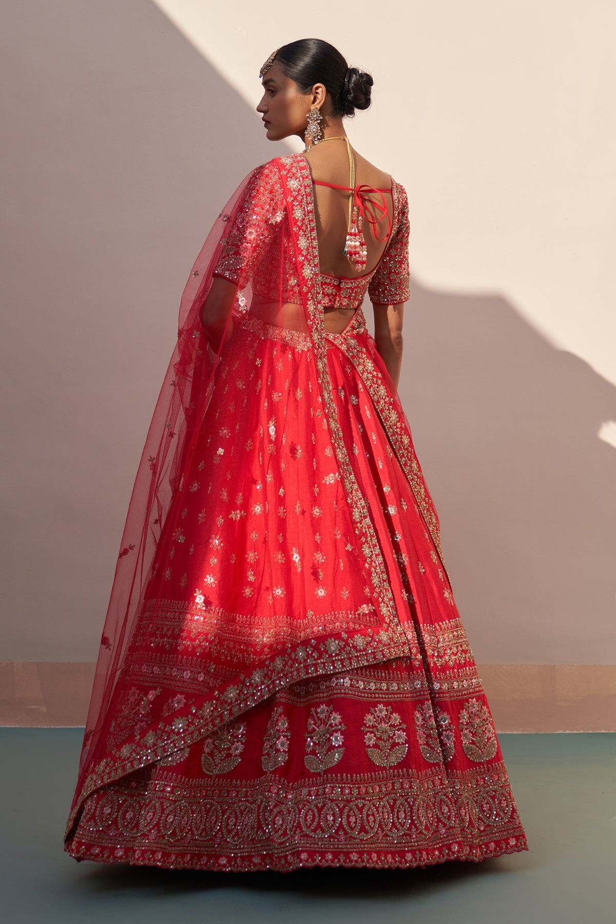 Red Double Dupatta Lehenga Set