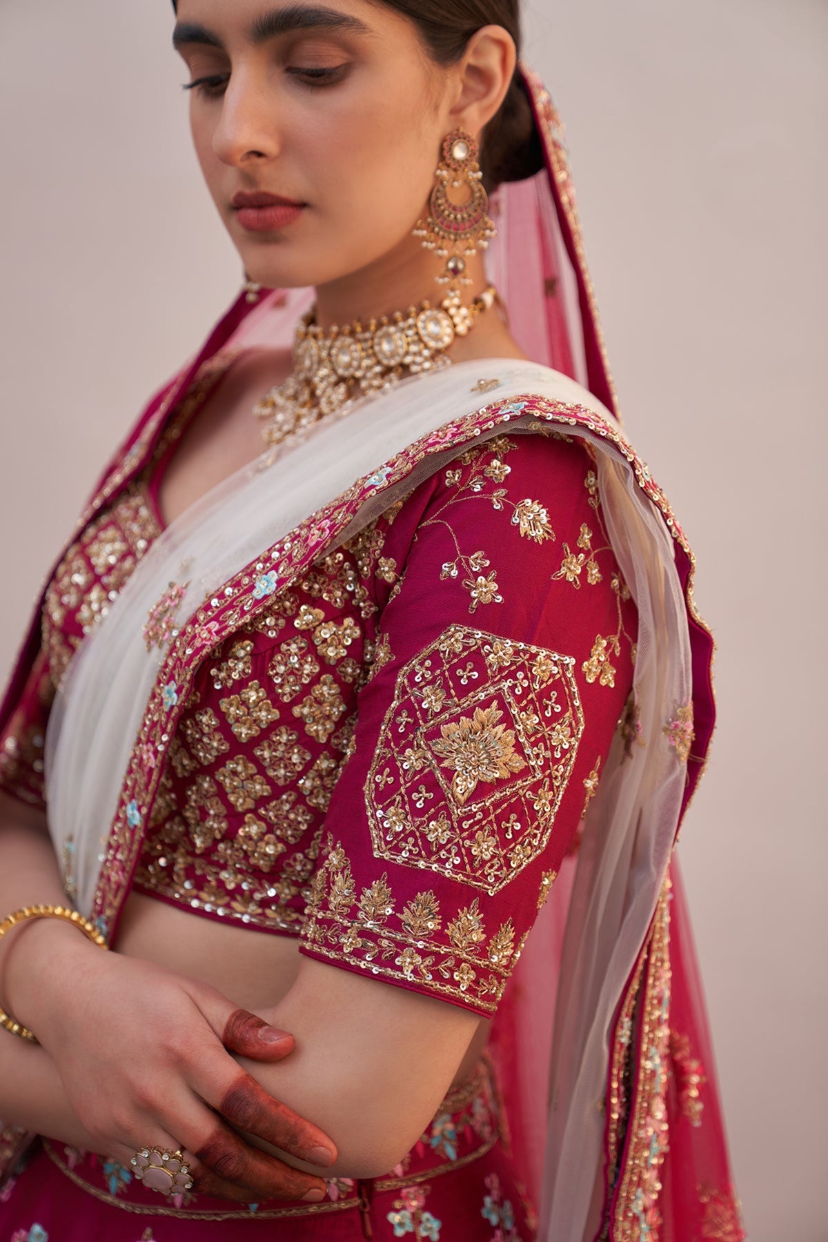 Wine Lehenga Set with Double Dupatta