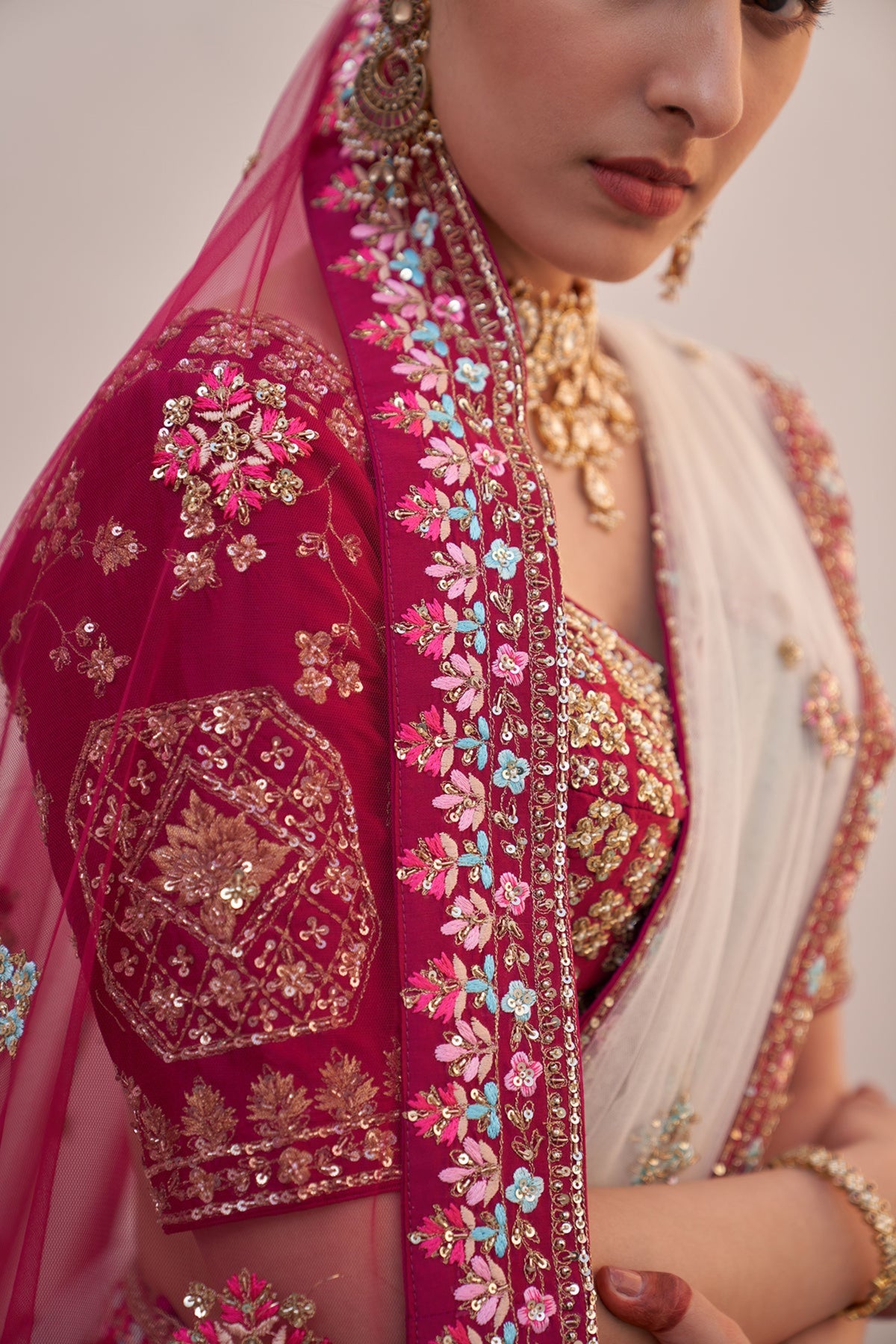 Wine Lehenga Set with Double Dupatta