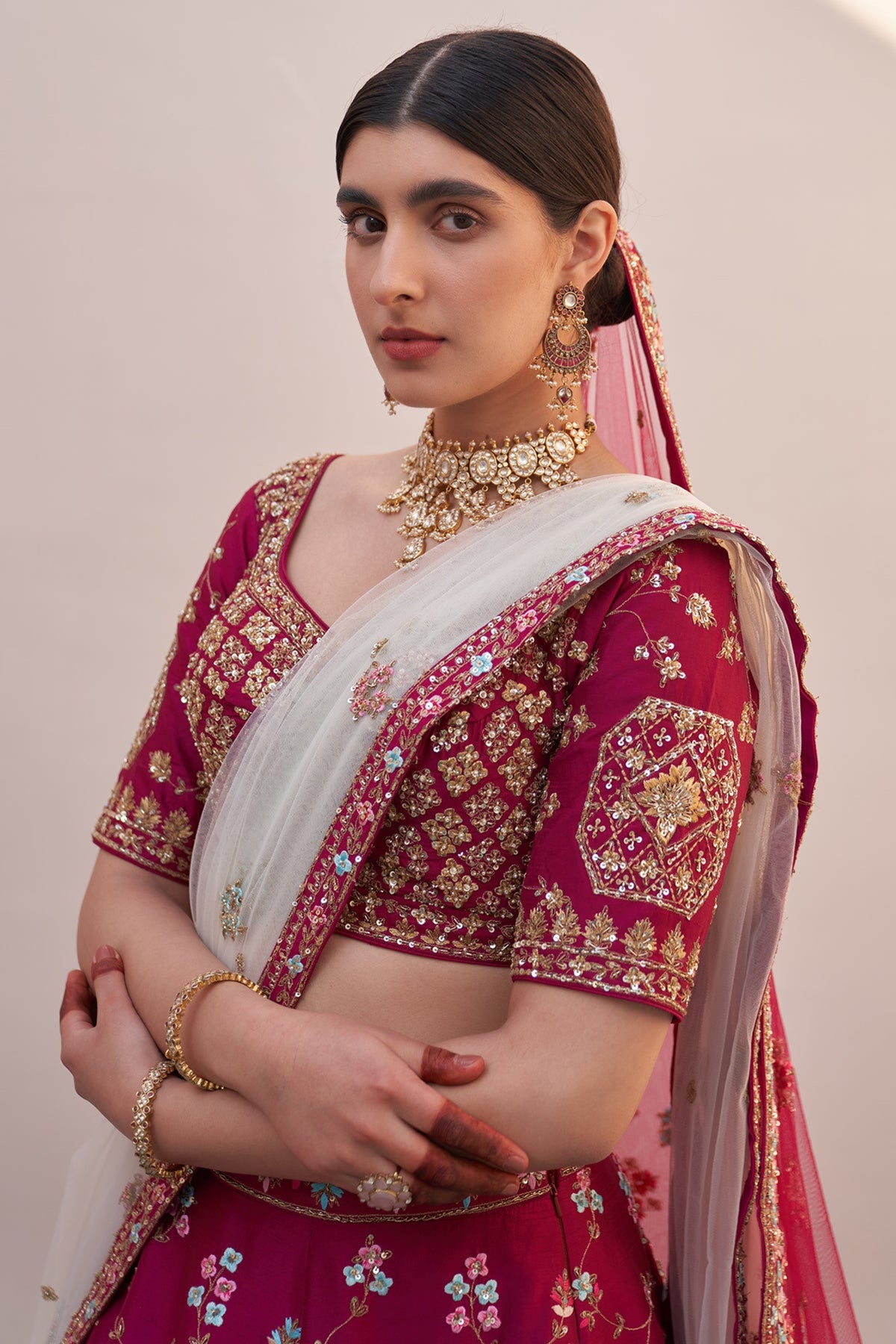Wine Lehenga Set with Double Dupatta