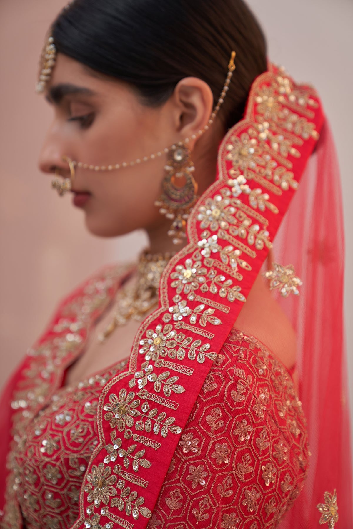 Embroidered Red Lehenga Set