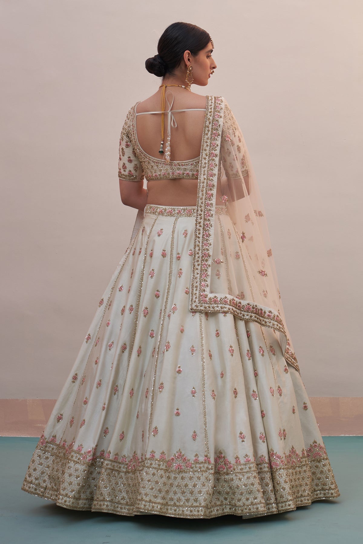 Double Dupatta Lehenga Set in Ivory