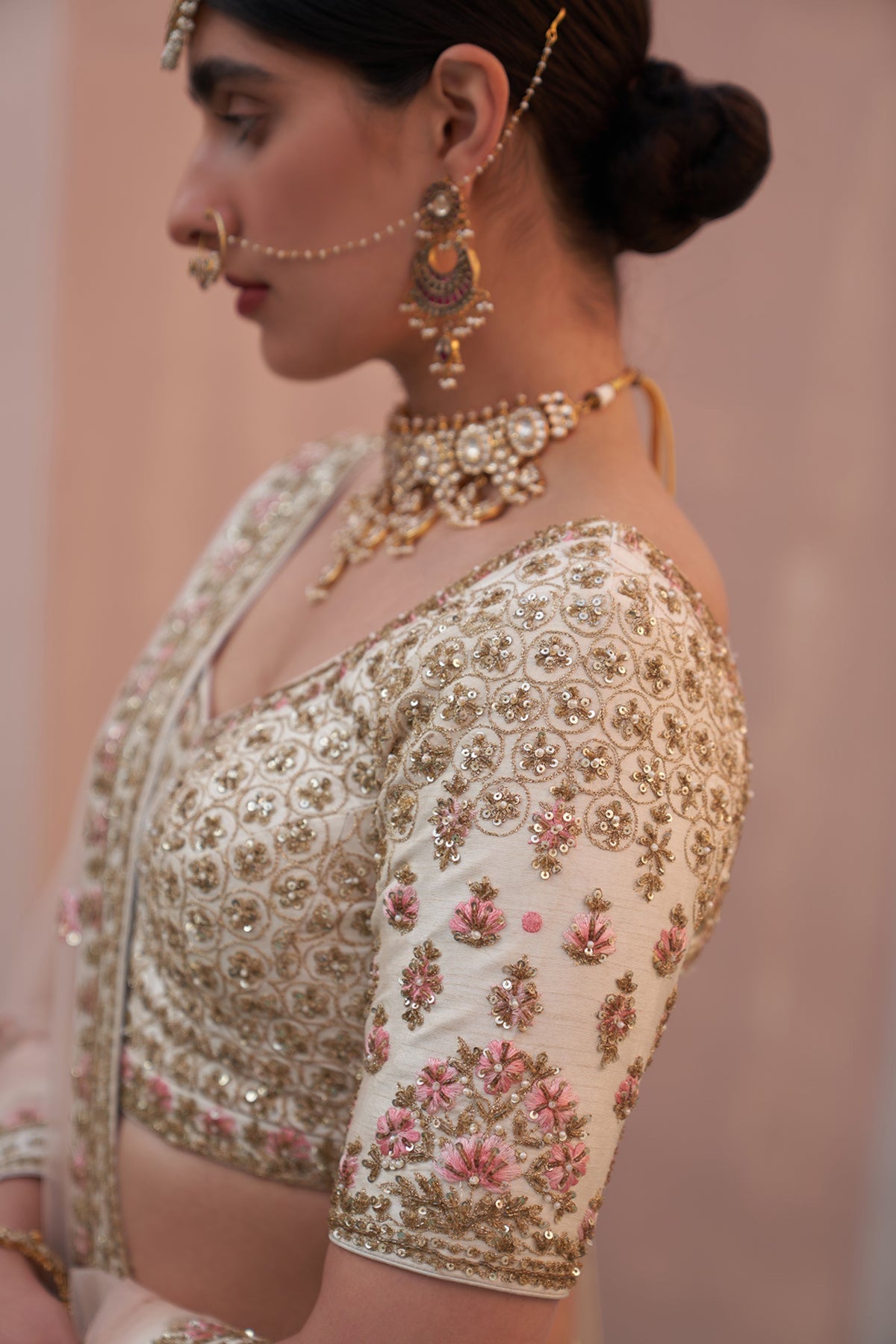 Double Dupatta Lehenga Set in Ivory