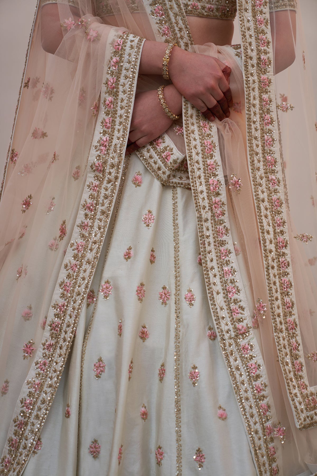 Double Dupatta Lehenga Set in Ivory