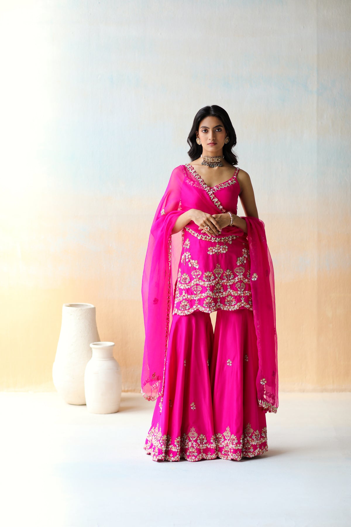 Fuchsia Pink Sharara Set