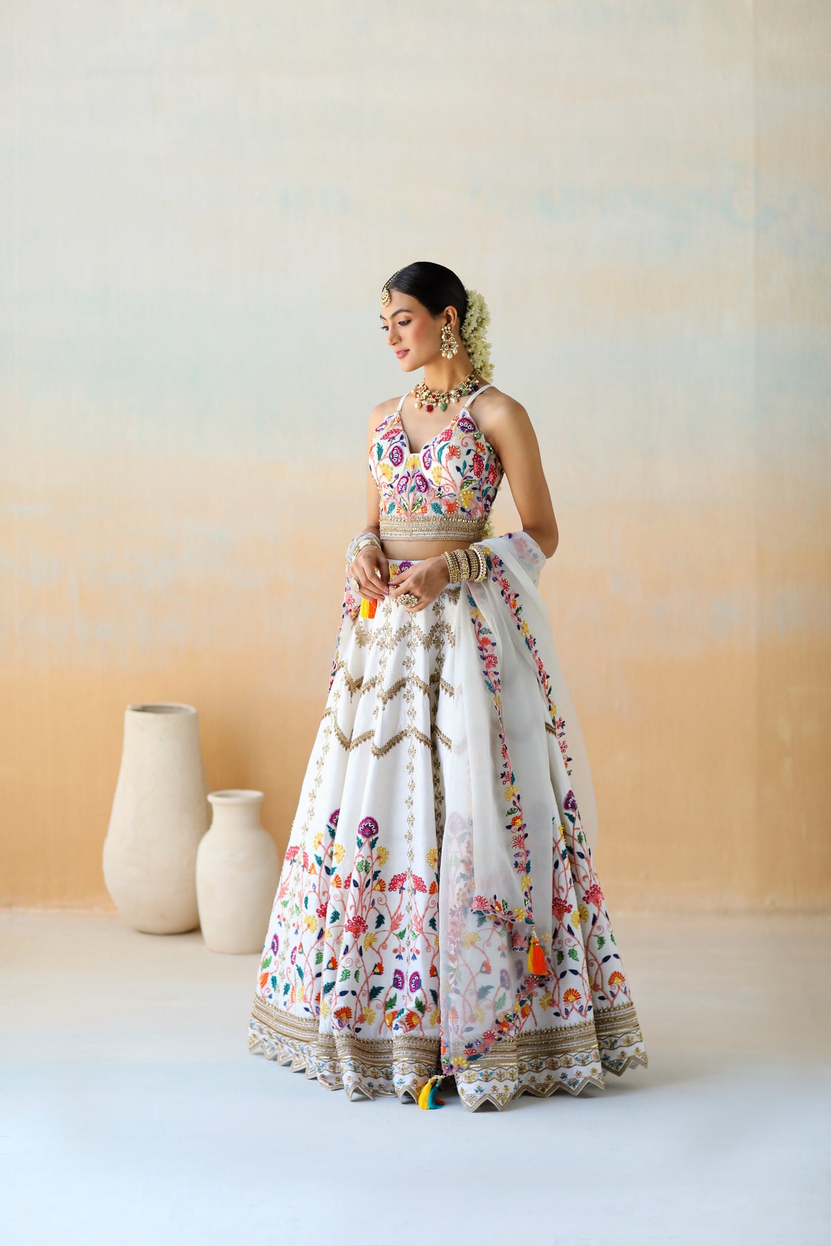 Bright White Lehenga Set
