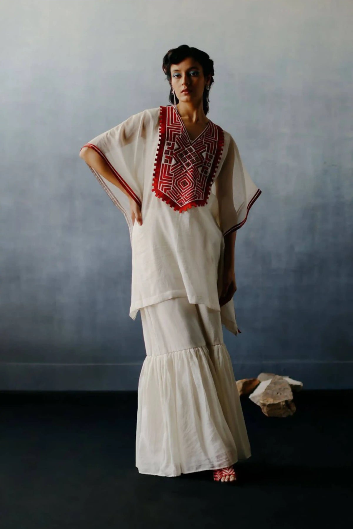 Neel White Patchwork Kaftan