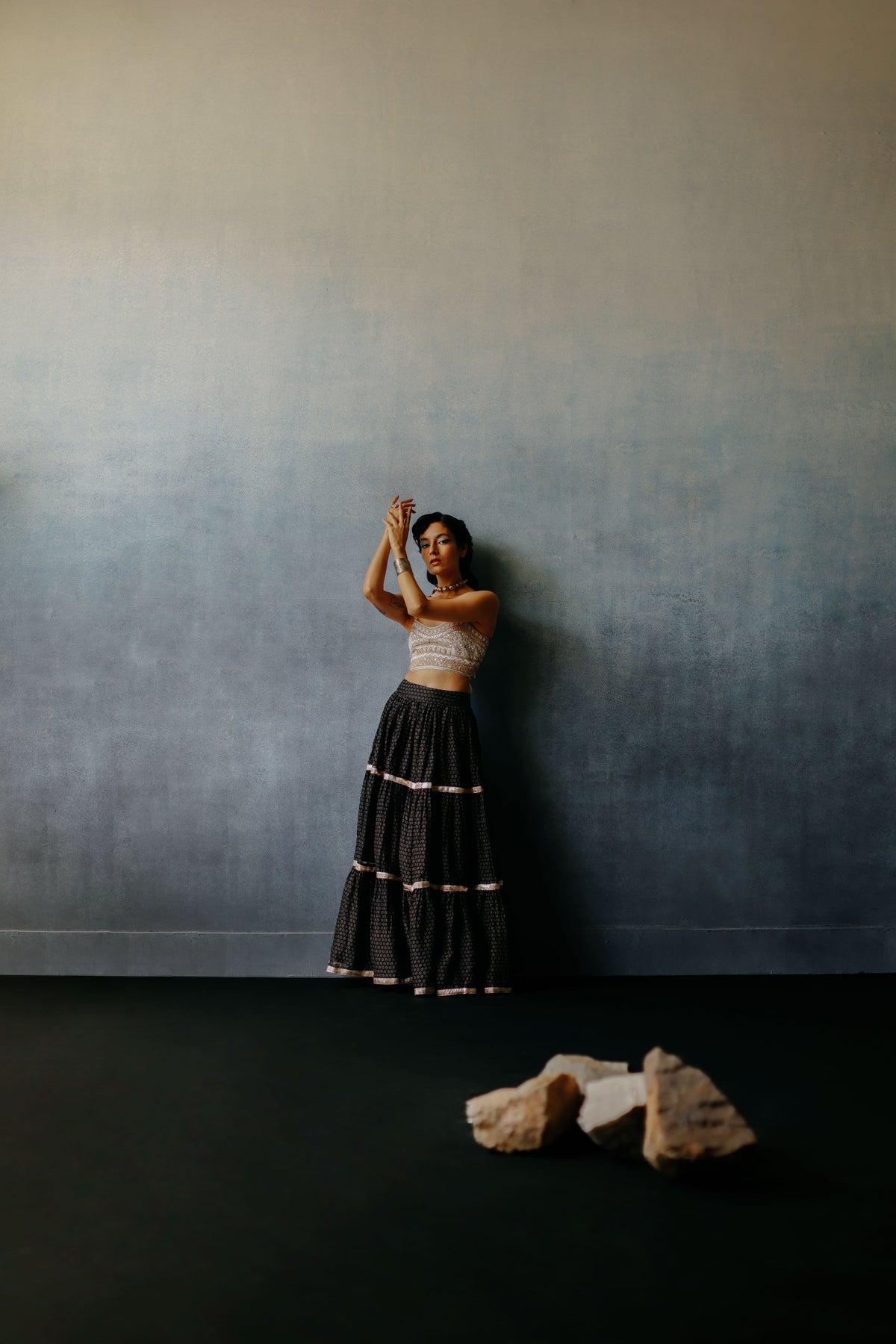 Neel Black Skirt Set
