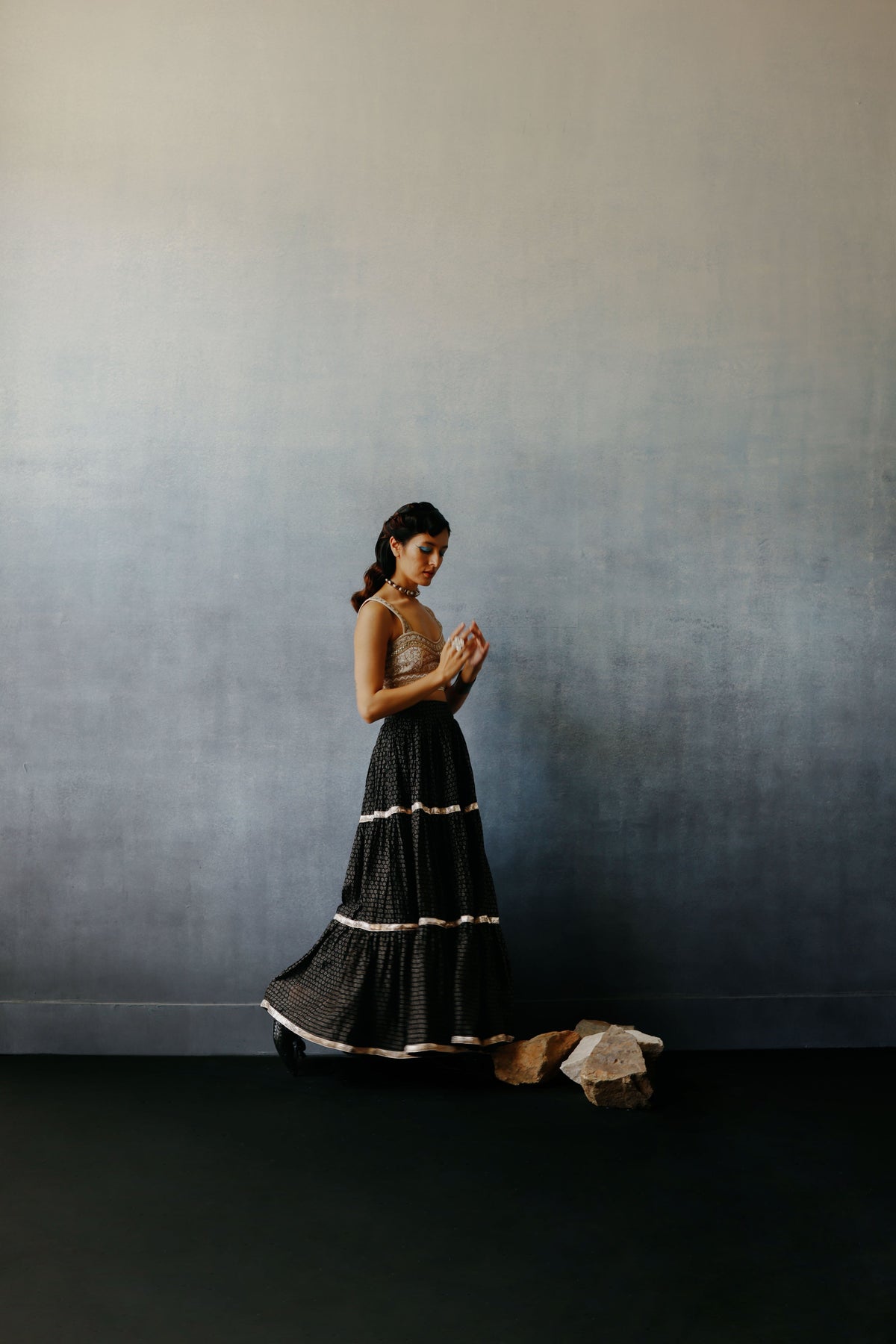 Neel Black Skirt Set
