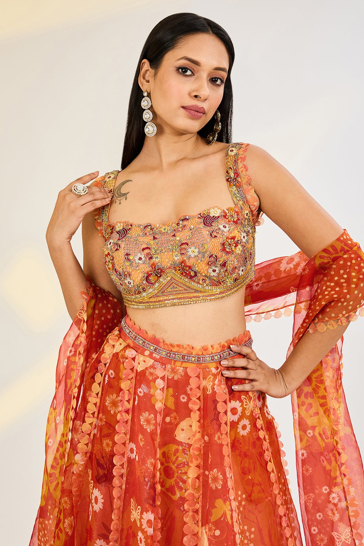 Orange Lehenga Set