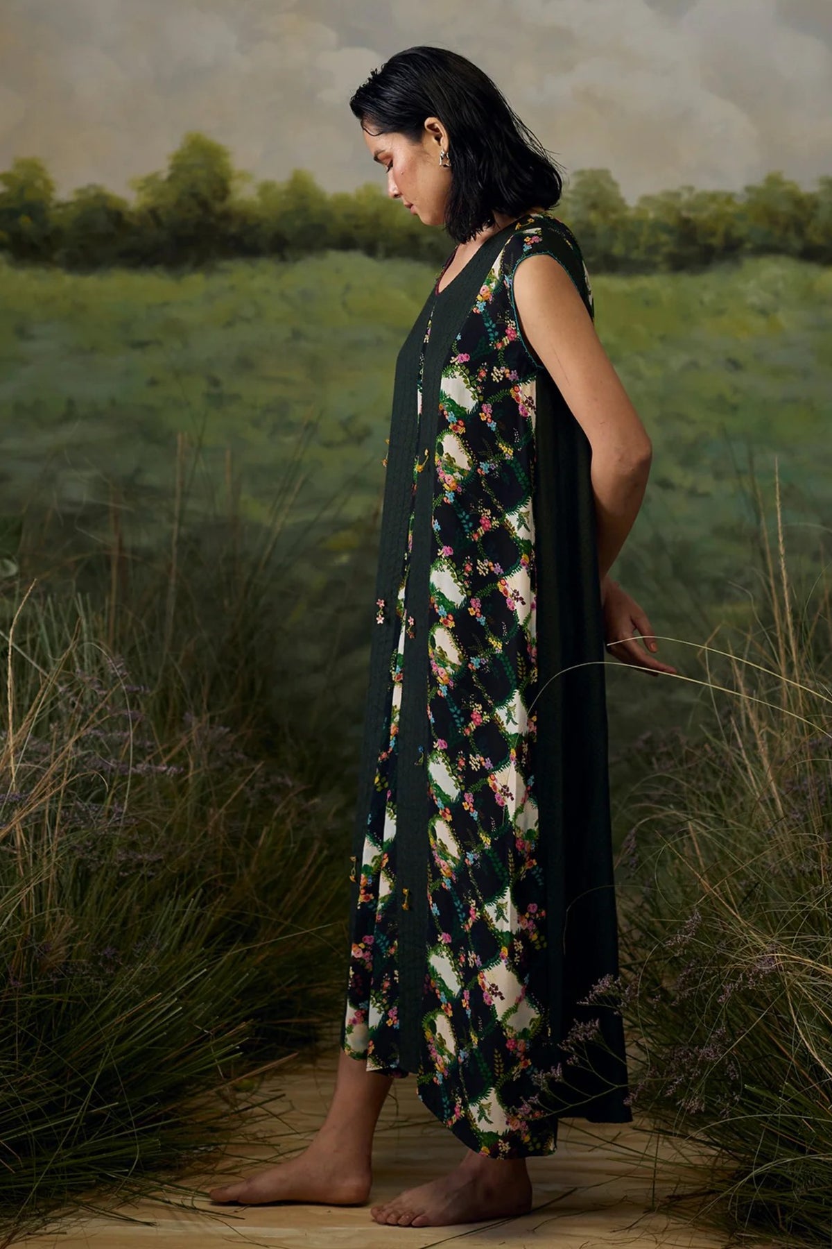 Onyx Printed Maxi Black Dress