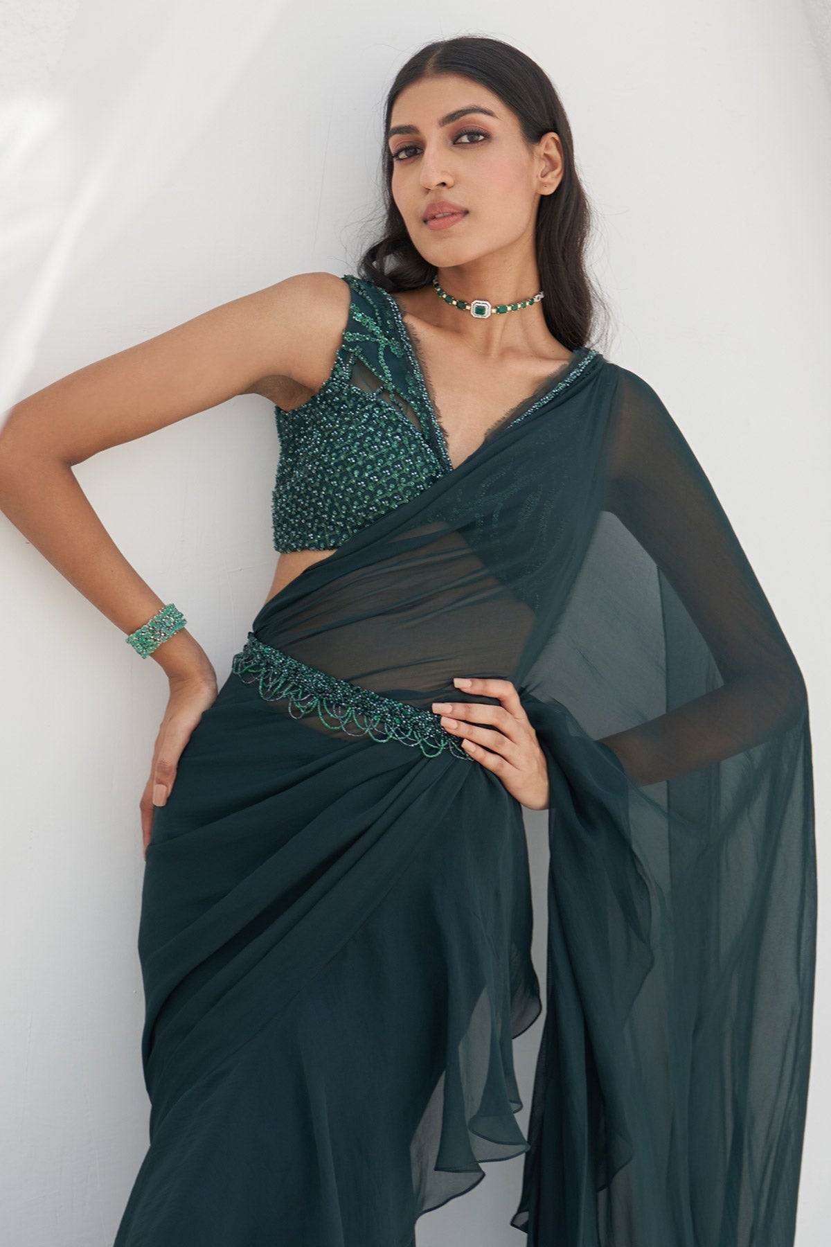 Tamia  Pre-stitched Saree And Belt