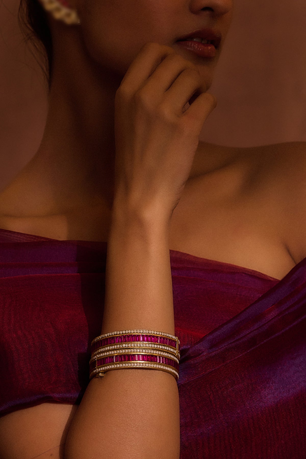 Ruby Silver Bangle