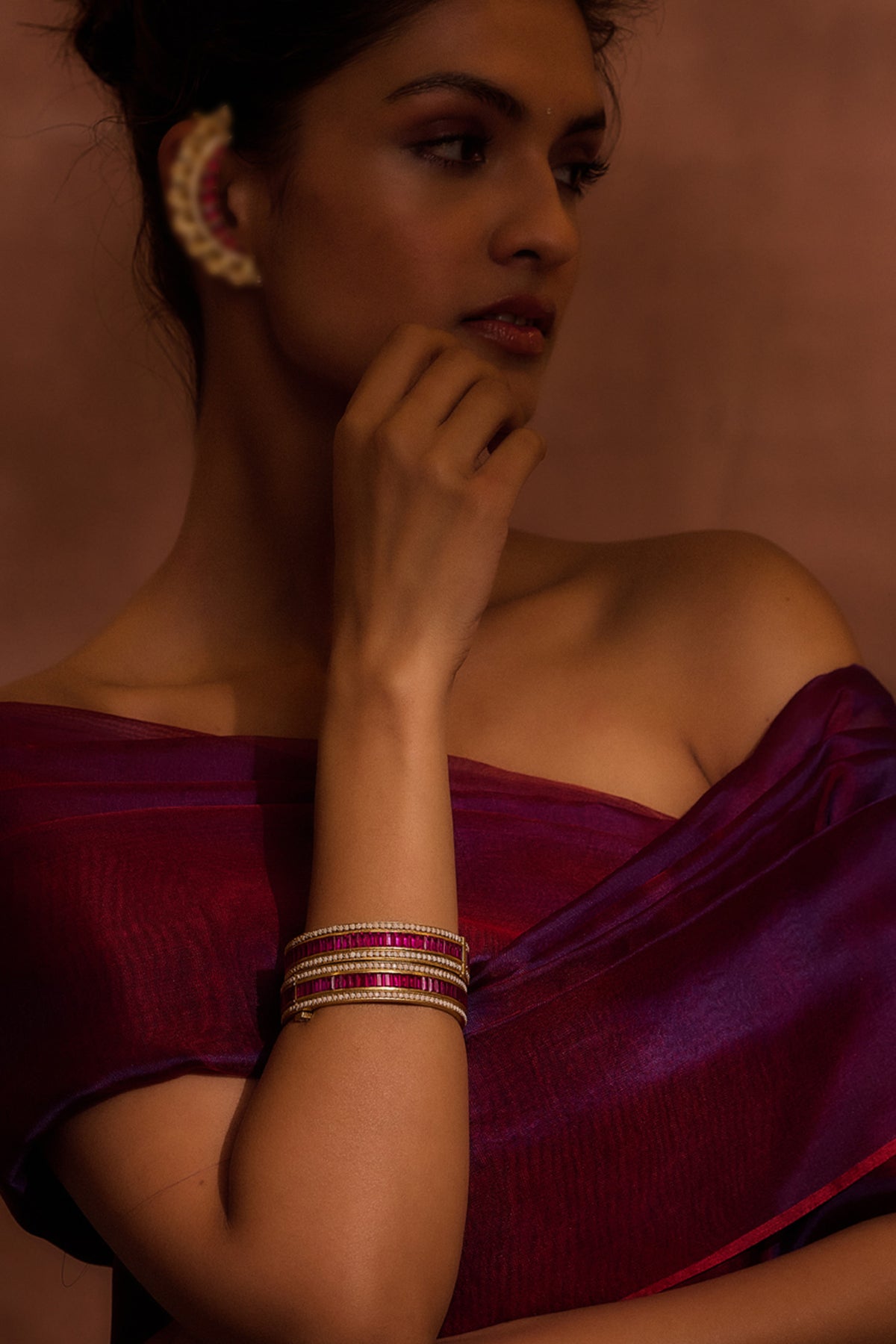 Ruby Silver Bangle