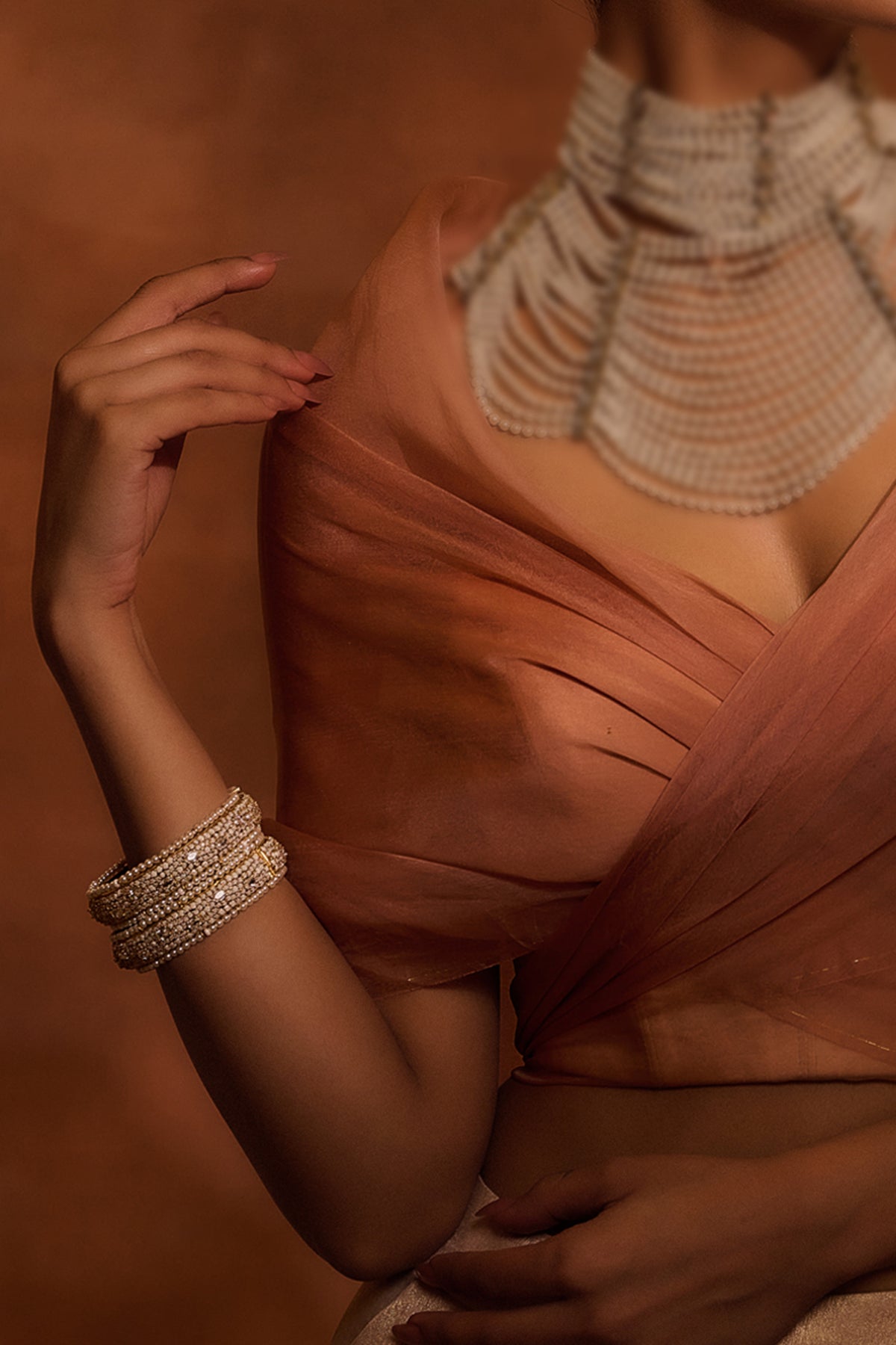 Ivory Gold Silver Bangle