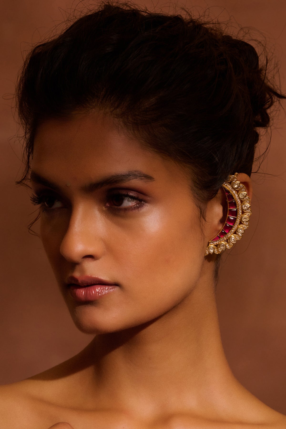 Ruby Silver Ear Cuffs