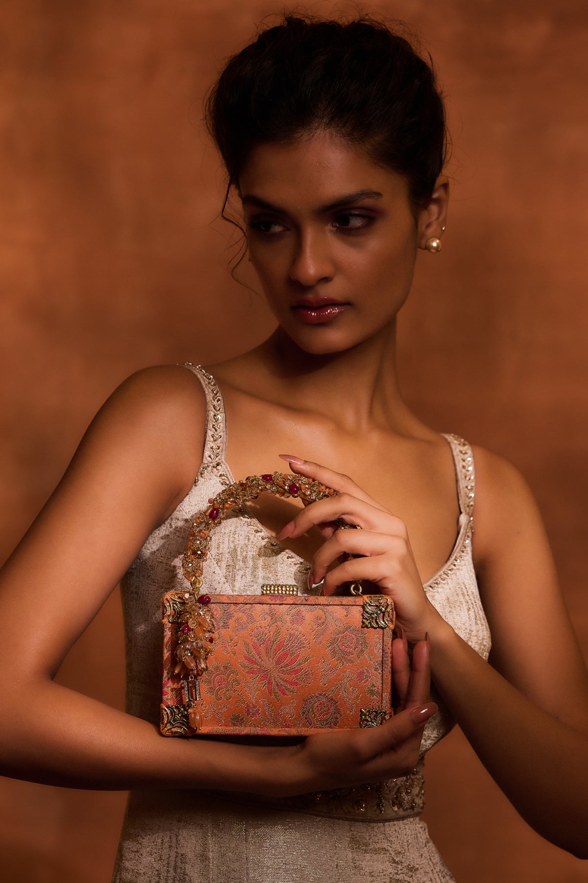 Orange Embroidered Bag