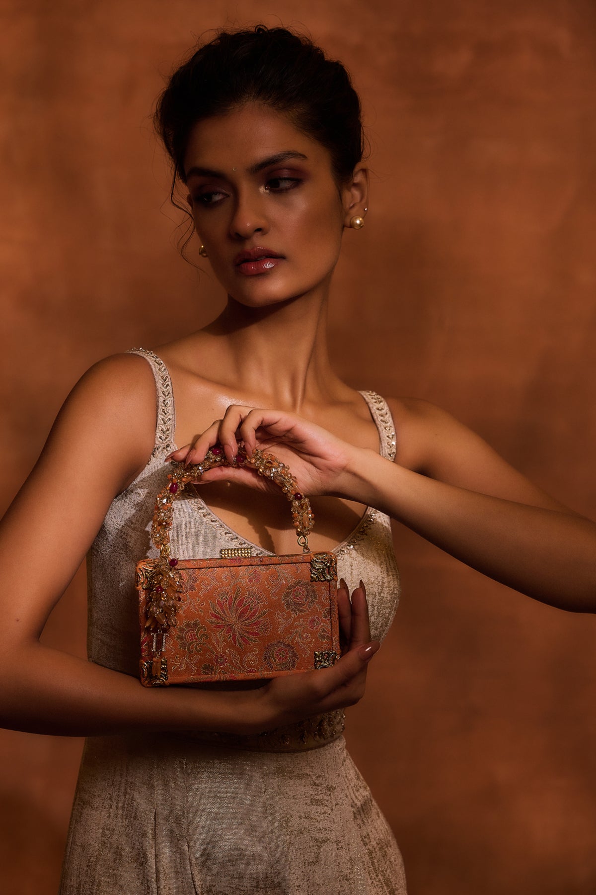 Orange Embroidered Bag