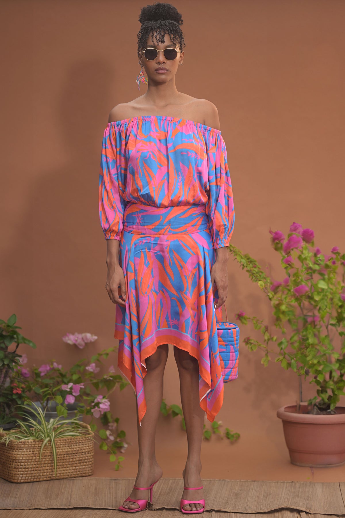 Leila Off shoulder Handkerchief Dress