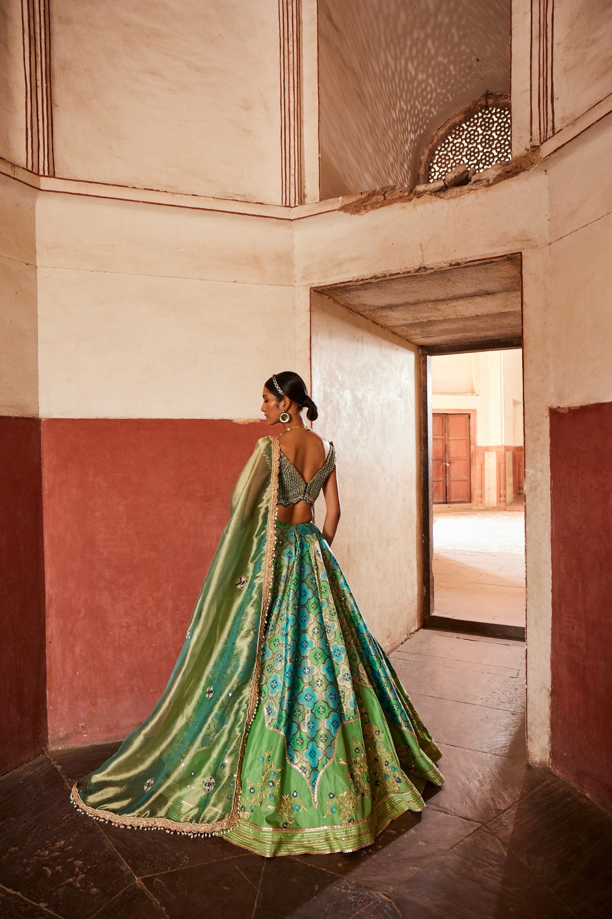 Banarasi Green Lehenga Set