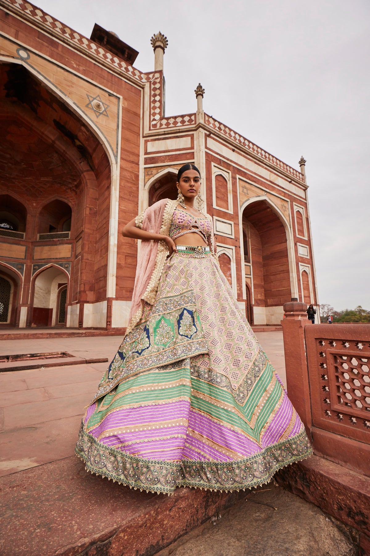 Powder Pink Banarasi Lehenga Set