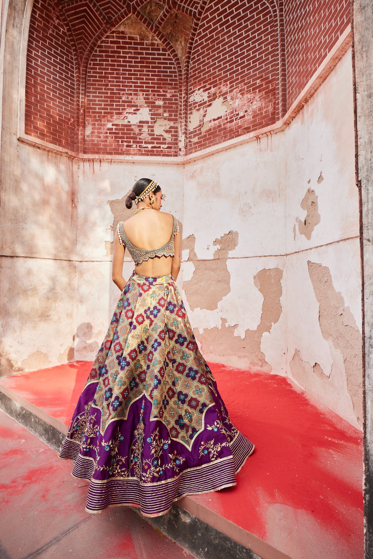 Banarsi Chanderi Purple Lehenga Set