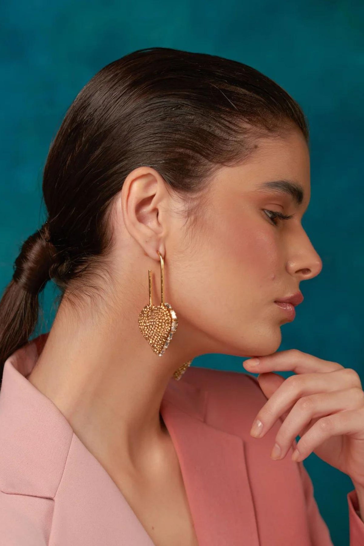 Heart Lock Hoops In Champagne Gold