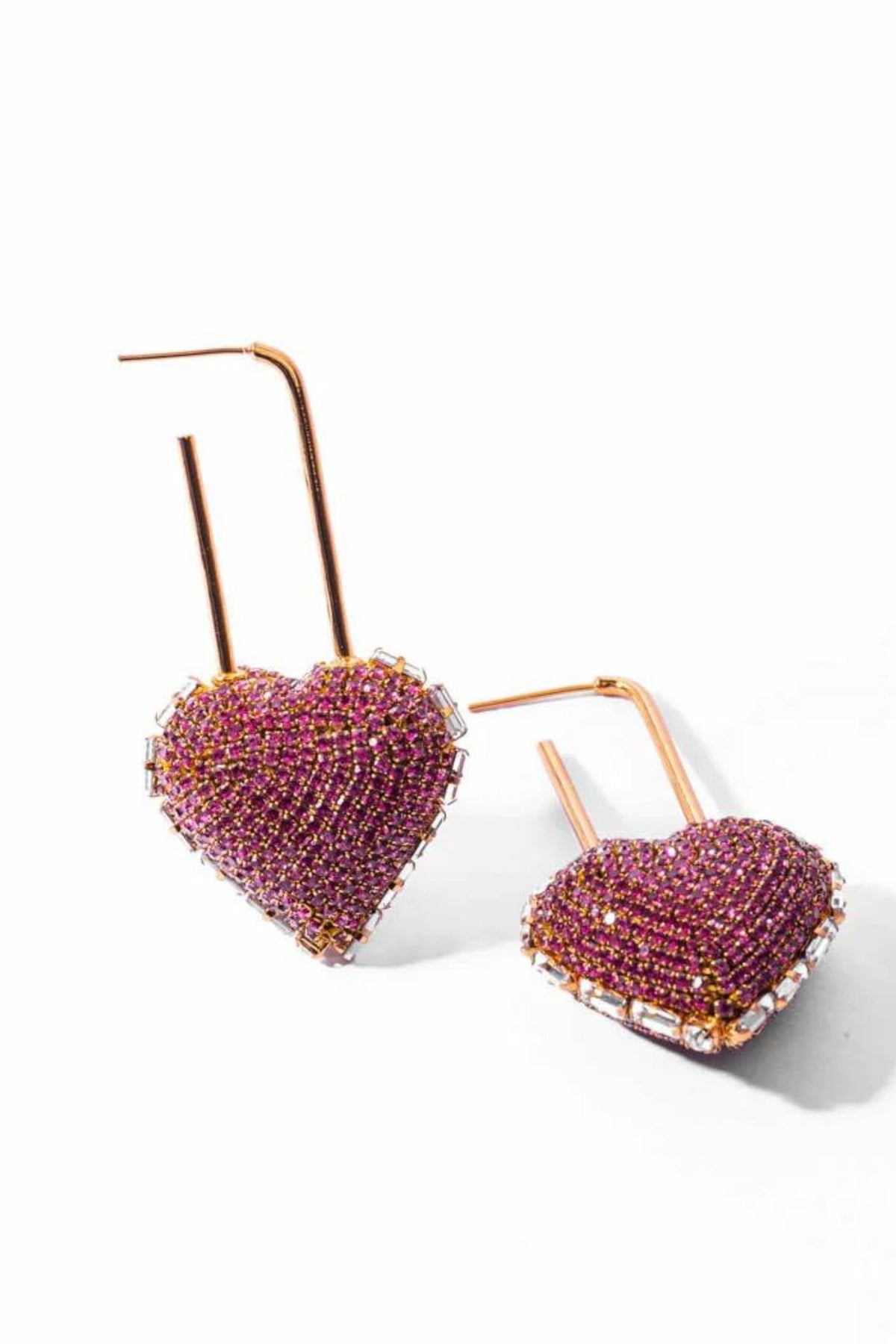 Heart Lock Hoops In Ruby Red